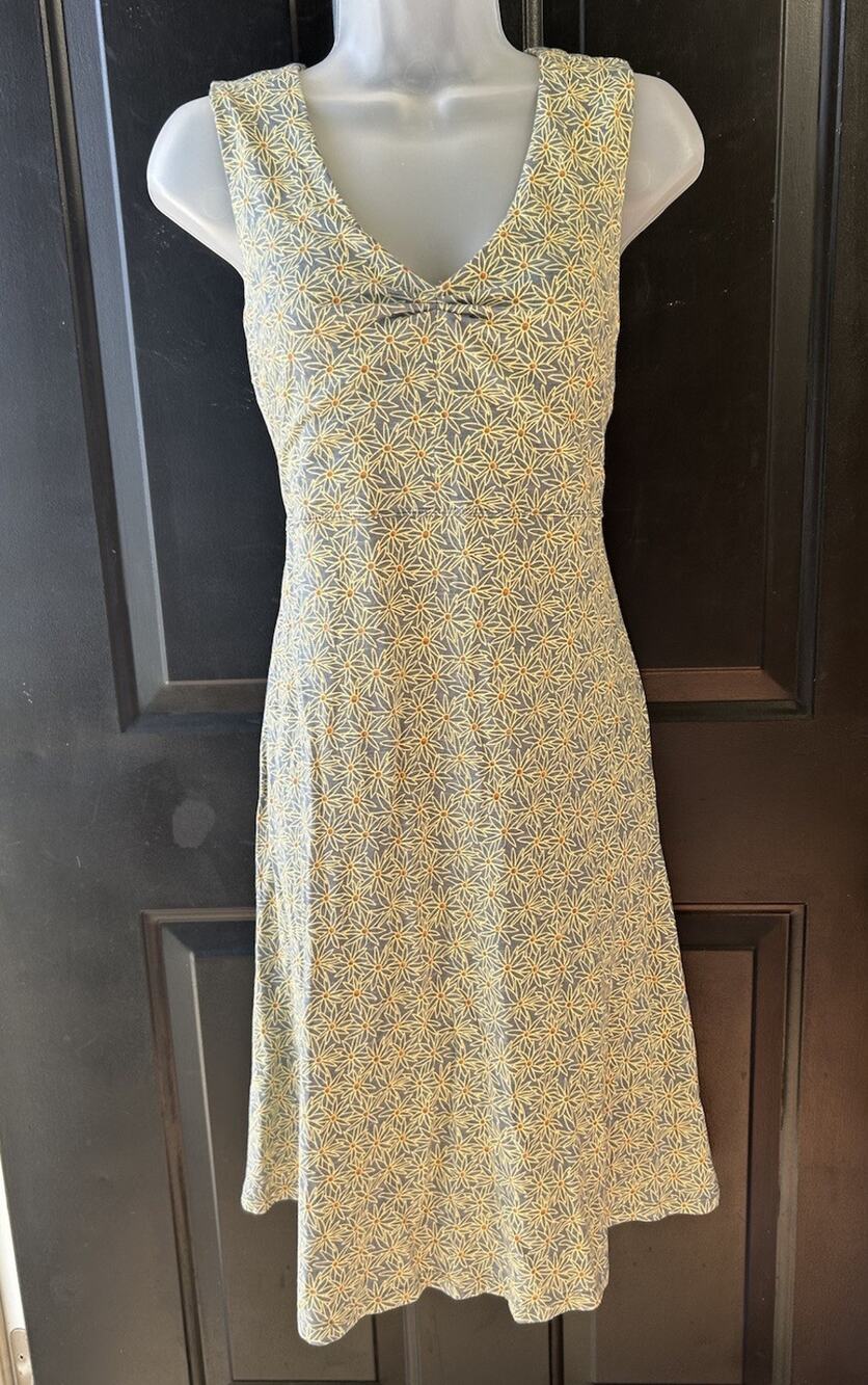 Toad & Co Rosemarie Dress Size Large Floral Fit & Flare Organic Cotton Midi Boho
